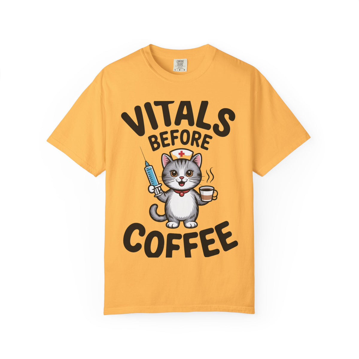 Vitals Before Coffee Nurse Shirt, Funny Nurse Cat T-Shirt, Cute Nurse Gift, Nursing Student Shirt, RN Coffee Lover Tee