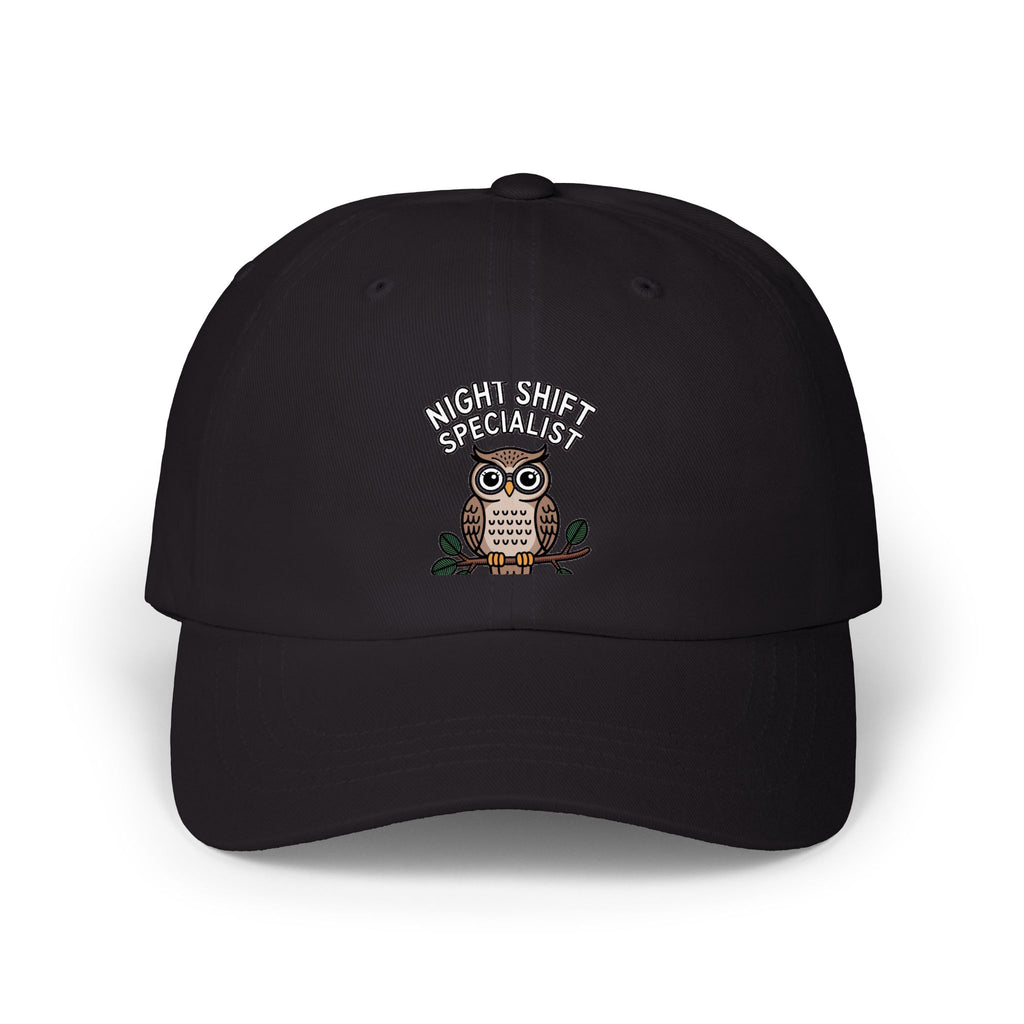 Night Shift Owl Dad Cap, Funny Night Shift Specialist Hat, Cute Owl Embroidered Patch Style Cap, Gift for Nurse Night Owl Worker