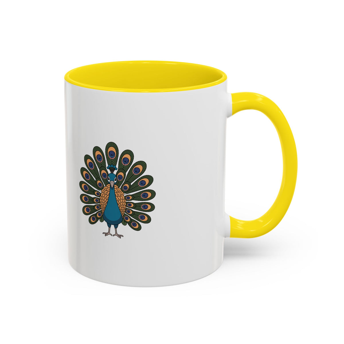 Cute Peacock Mug, Fanned Feather Peacock Coffee Cup, Bird Lover Gift, Cartoon Peacock Ceramic Mug, Colorful Feather Pattern Mug