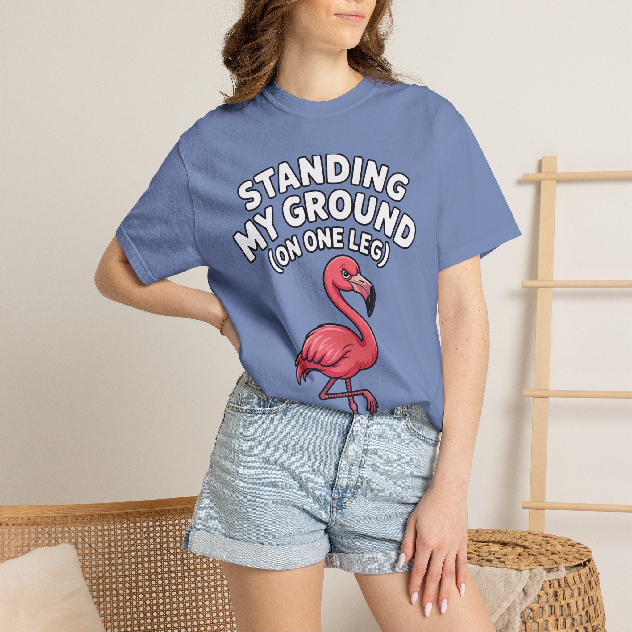 Standing My Ground Flamingo Shirt, Funny One Leg Flamingo T-Shirt, Sassy Bird Lover Gift, Cute Cartoon Flamingo Tee