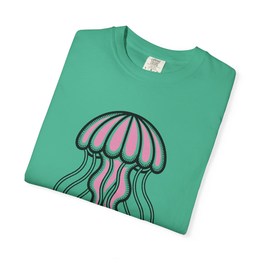 Cute Jellyfish T-Shirt, Glowing Jellyfish Graphic Tee, Ocean Lover Gift, Garment-Dyed Unisex Shirt for Beach and Aquarium Fans