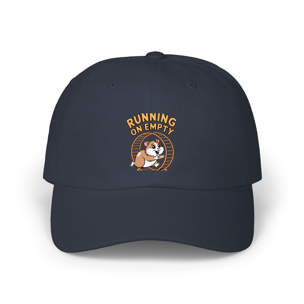 Running On Empty Hamster Dad Cap, Funny Tired Hamster Hat, Cute Wheel Hamster Embroidered Cap, Sarcastic Gift for Him or Her