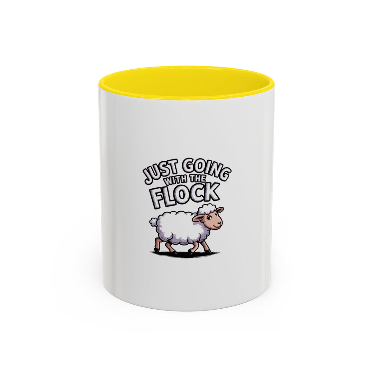 Funny Sheep Mug, Going With The Flock Coffee Mug, Cute Cartoon Sheep Gift, Sarcastic Farm Animal Mug, Funny Coworker Gift Cup