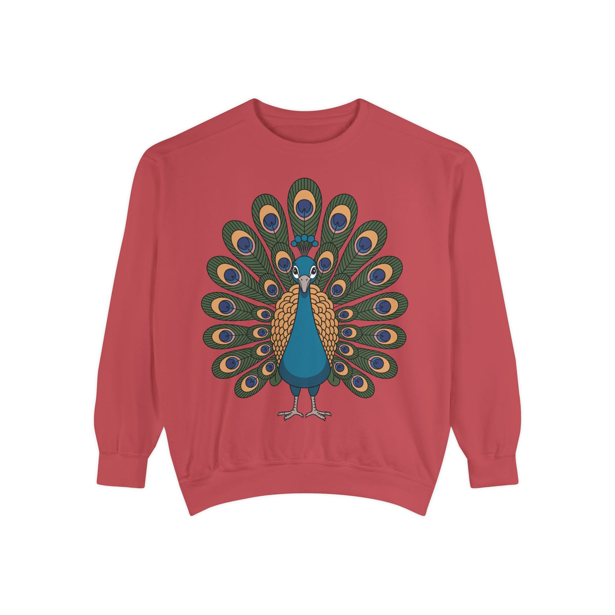 Peacock Sweatshirt, Cute Cartoon Peacock Crewneck, Embroidered Patch Style Feather Sweatshirt, Bird Lover Gift
