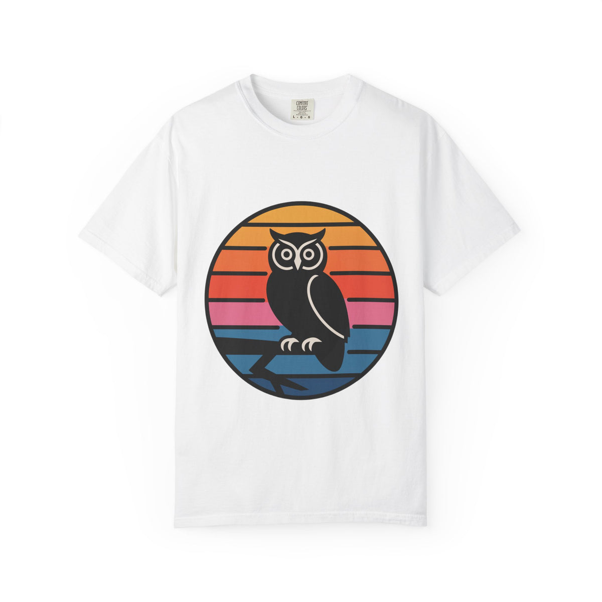 Retro Sunset Owl Badge T-Shirt