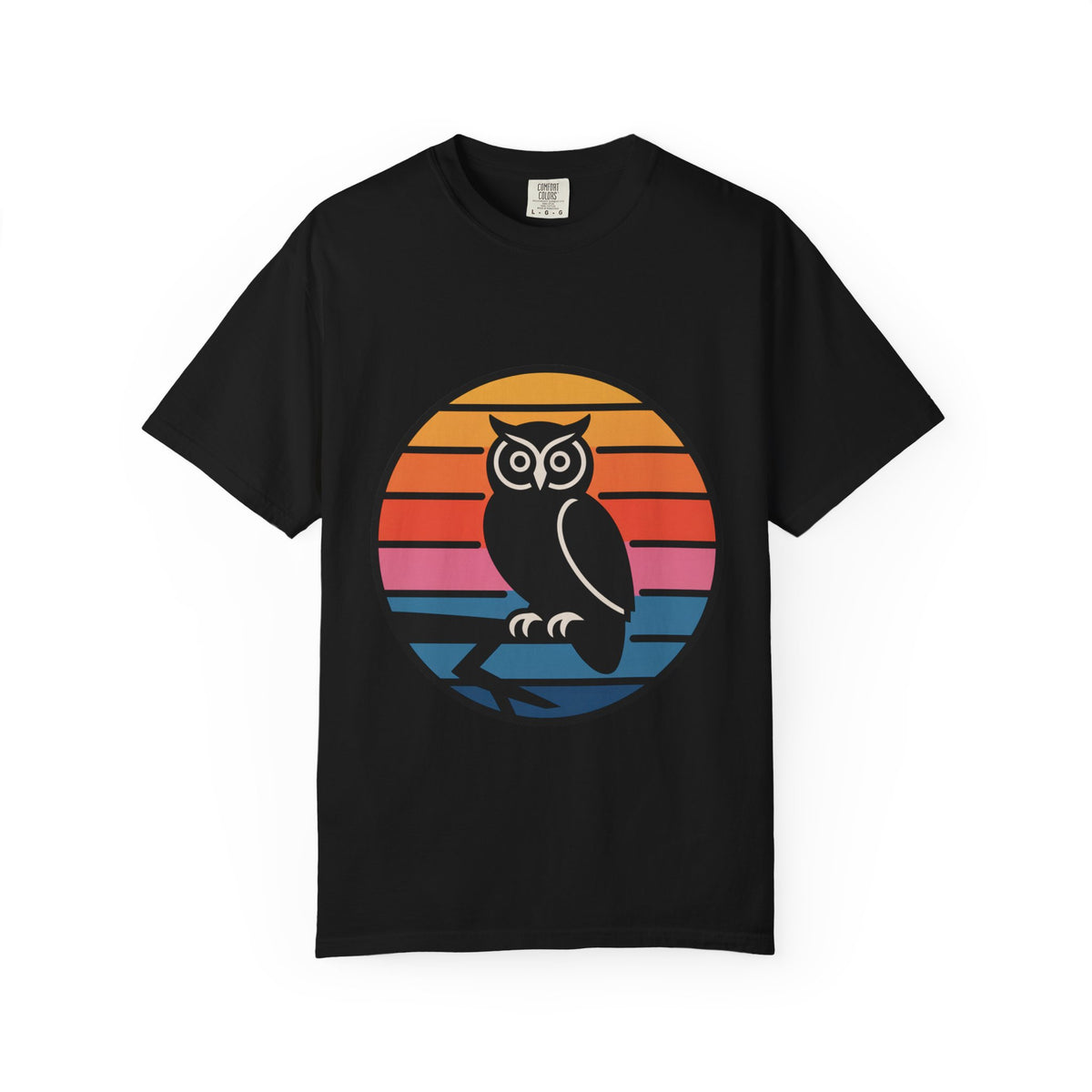 Retro Sunset Owl Badge T-Shirt