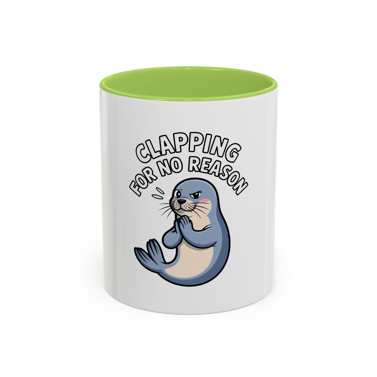 Clapping For No Reason Seal Mug, Funny Sarcastic Seal Coffee Cup, Cute Cartoon Animal Mug, Sassy Seal Gift for Coworker or Friend