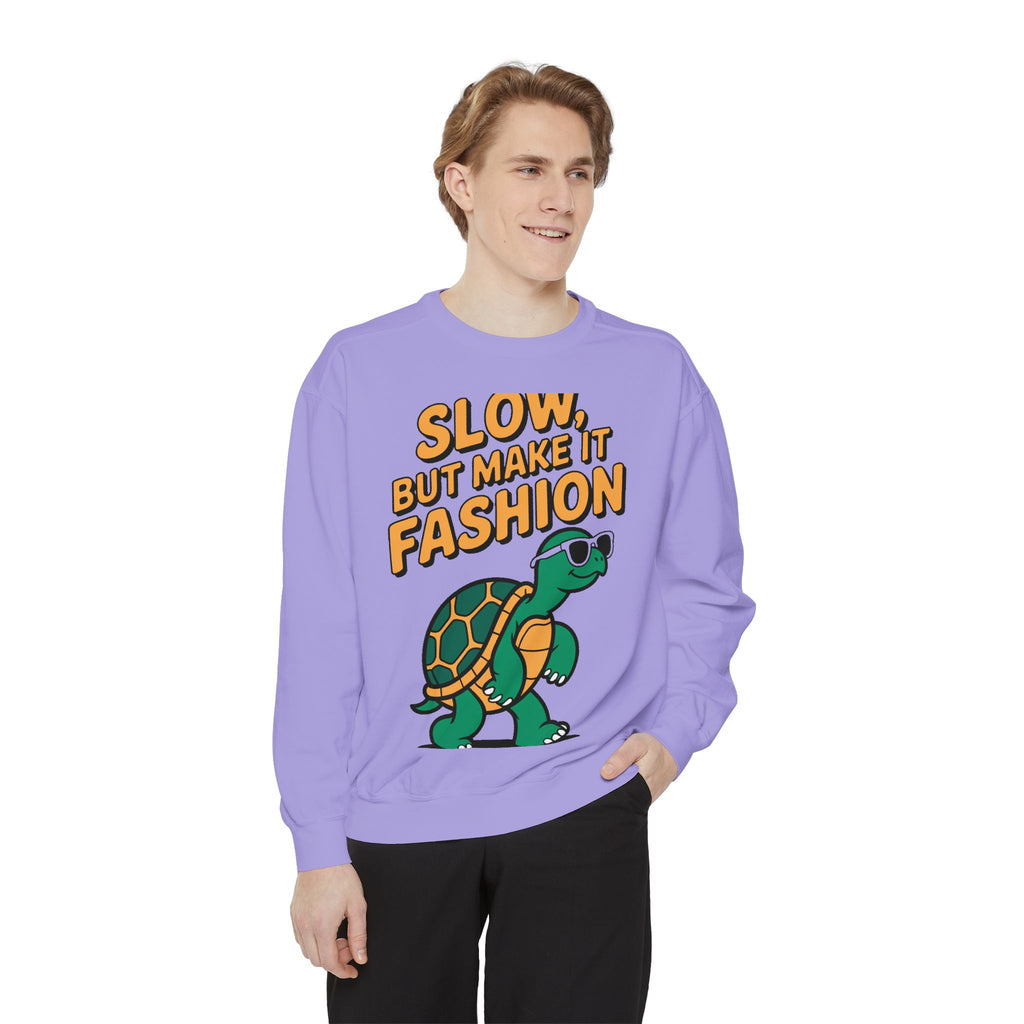 Funny Turtle Sweatshirt, Slow But Make It Fashion Crewneck, Cute Sunglasses Turtle Sweater, Retro Turtle Lover Gift