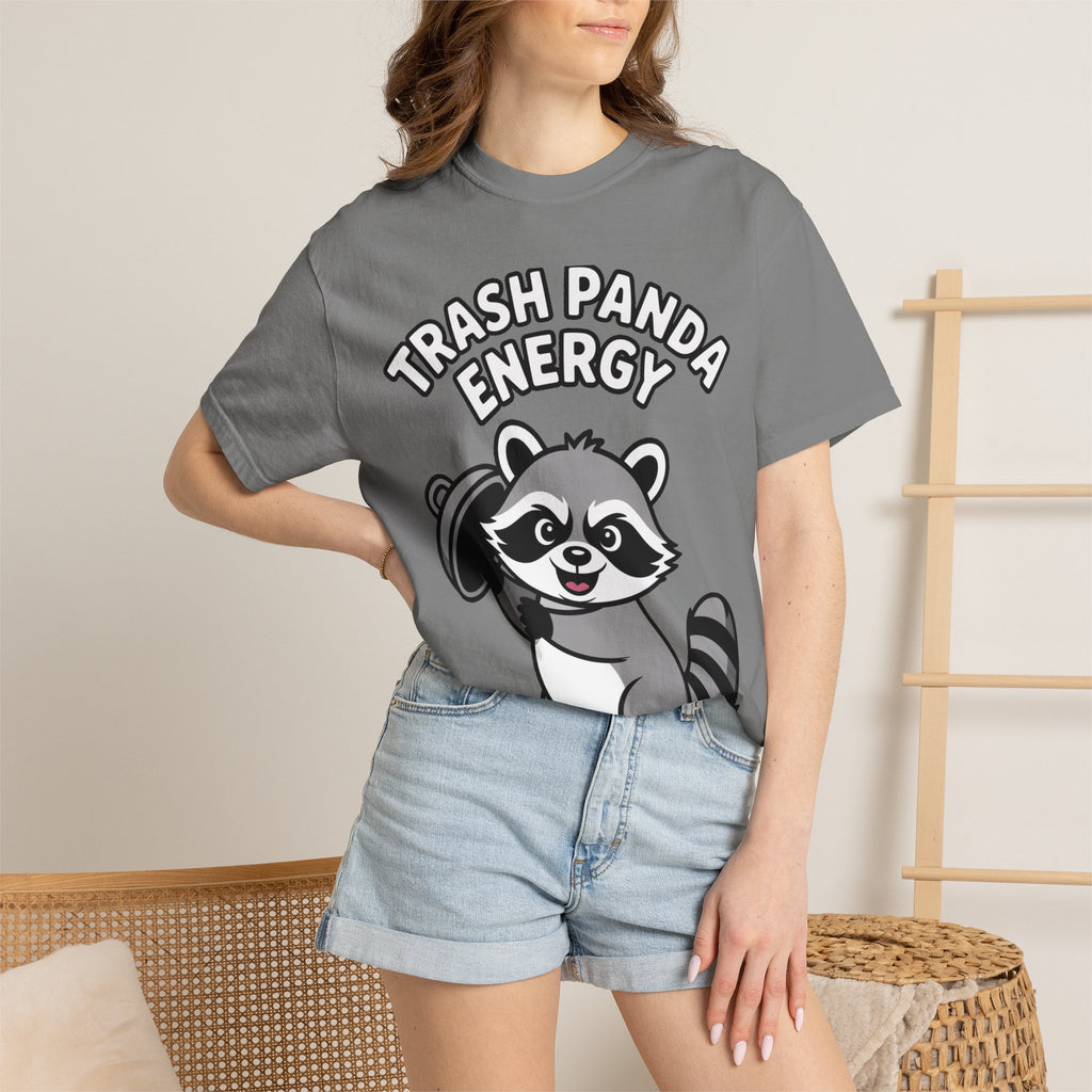 Trash Panda Energy T-Shirt, Funny Raccoon Shirt, Cute Raccoon Graphic Tee, Trash Panda Lover Gift, Unisex Garment Dyed Tee