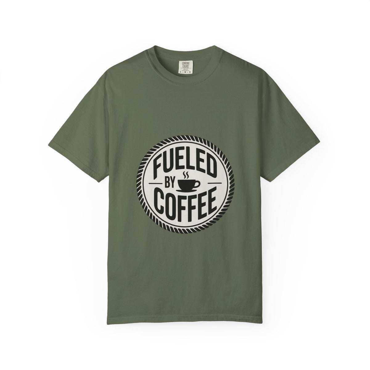 Fueled By Coffee Badge Shirt, Vintage Coffee Lover T-Shirt, Retro Coffee Stamp Logo Tee, Funny Coffee Addict Gift
