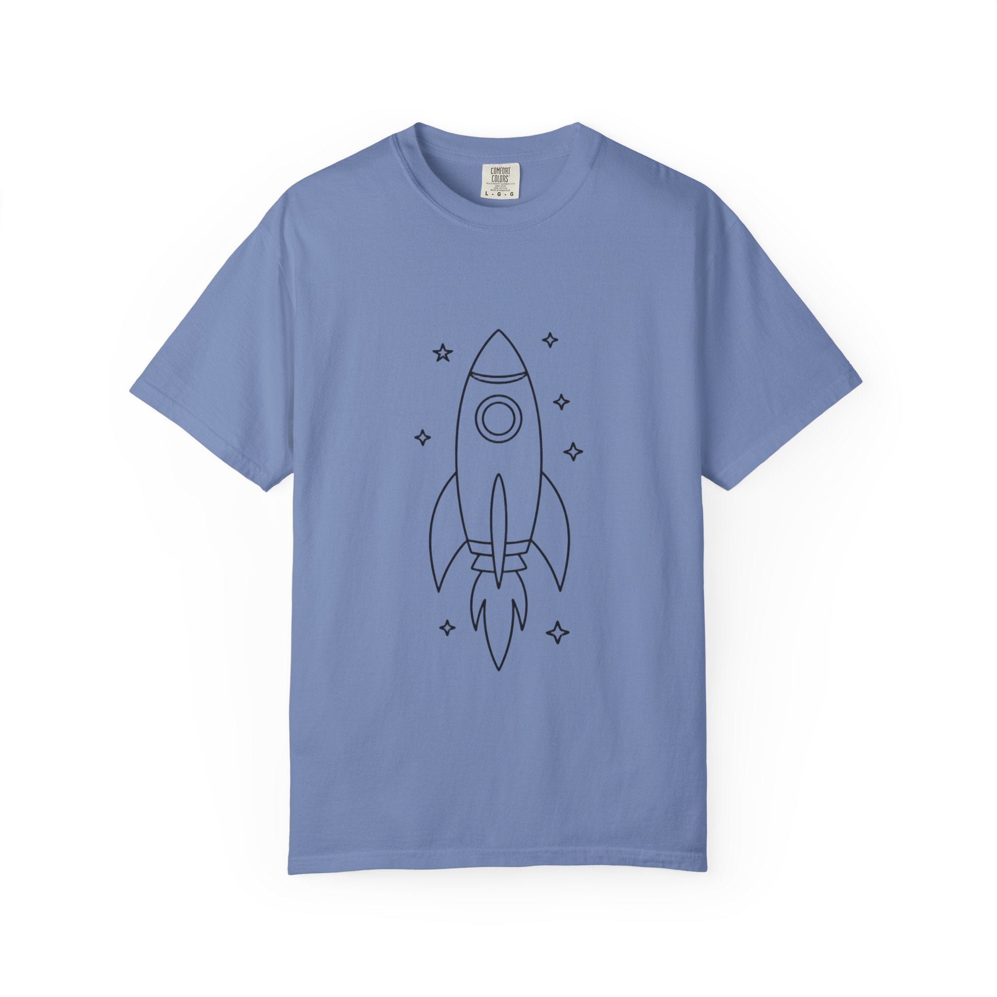 Rocket Ship Line Art Shirt, Minimalist Chase The Stars T-Shirt, Single Line Space Tee, Cute Rocket Tattoo Style Shirt Gift