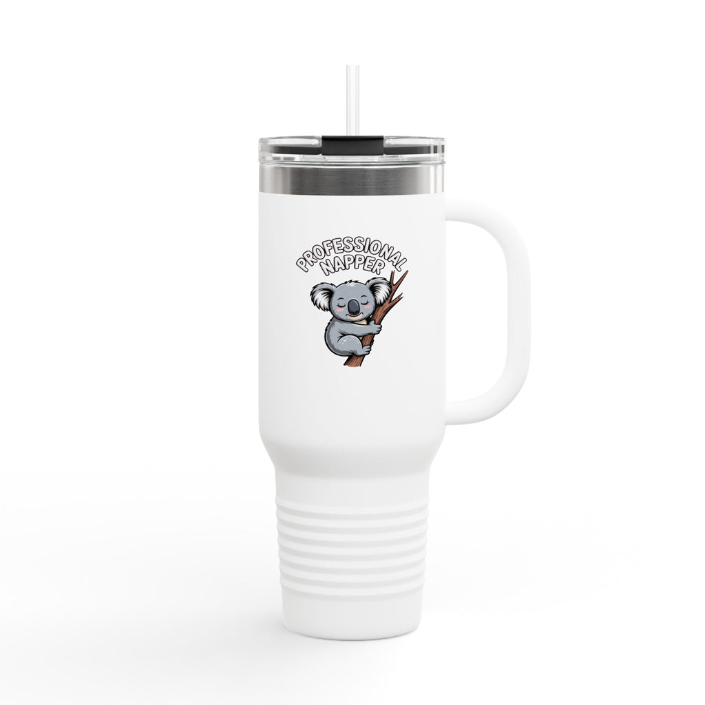 Professional Napper Koala 40oz Tumbler, Funny Koala Travel Mug, Cute Sleepy Koala Gift, Nap Lover Insulated Cup With Handle