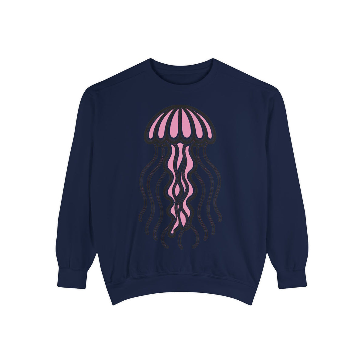 Cute Jellyfish Sweatshirt, Glowing Jellyfish Embroidered Crewneck, Ocean Lover Gift, Cottagecore Sea Animal Sweatshirt