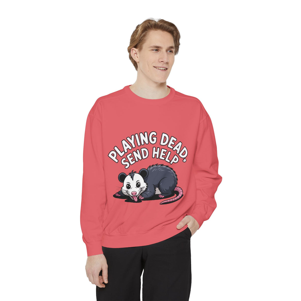 Funny Opossum Sweatshirt, Playing Dead Send Help Crewneck, Cute Possum Lover Gift, Funny Animal Sweatshirt for Introverts