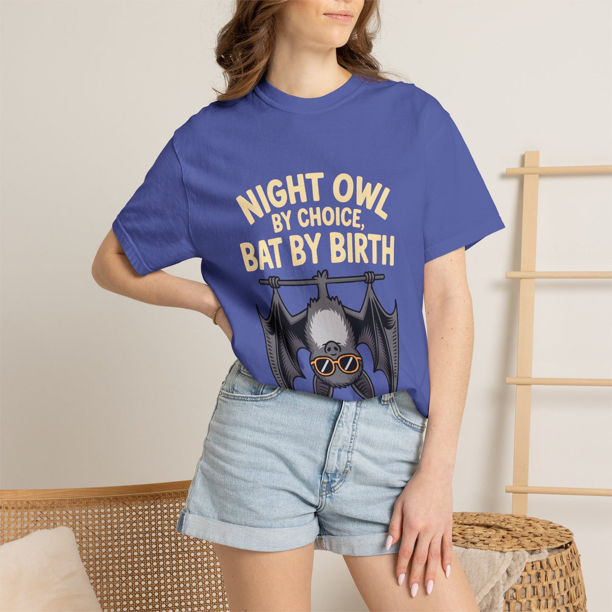 Night Owl By Choice Bat Shirt, Funny Bat T-Shirt, Cute Bat Wearing Sunglasses Tee, Halloween Gift for Night Owls