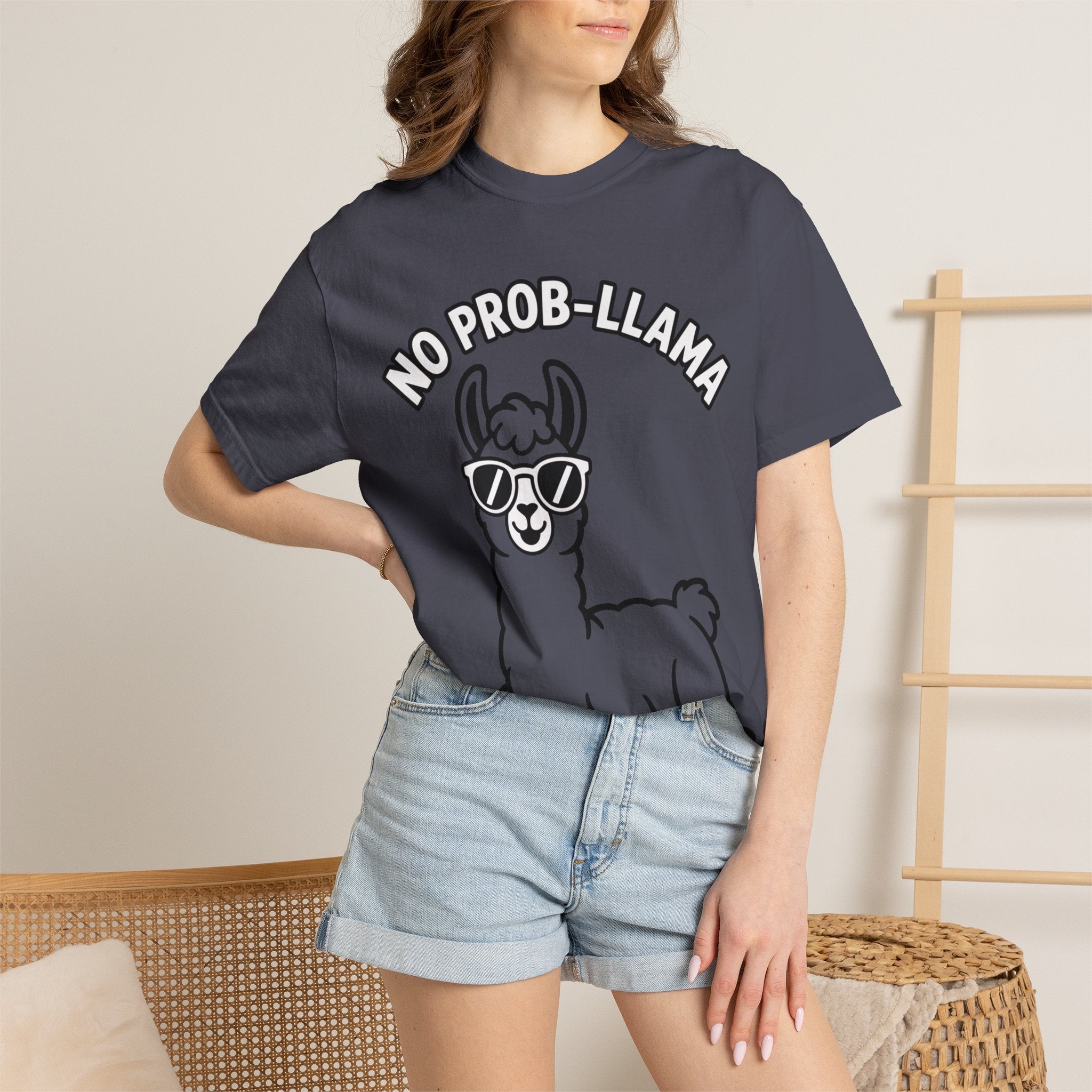 No Prob Llama Shirt, Funny Llama T-Shirt, Cute Llama Sunglasses Tee, Llama Lover Gift, Garment Dyed Unisex Shirt