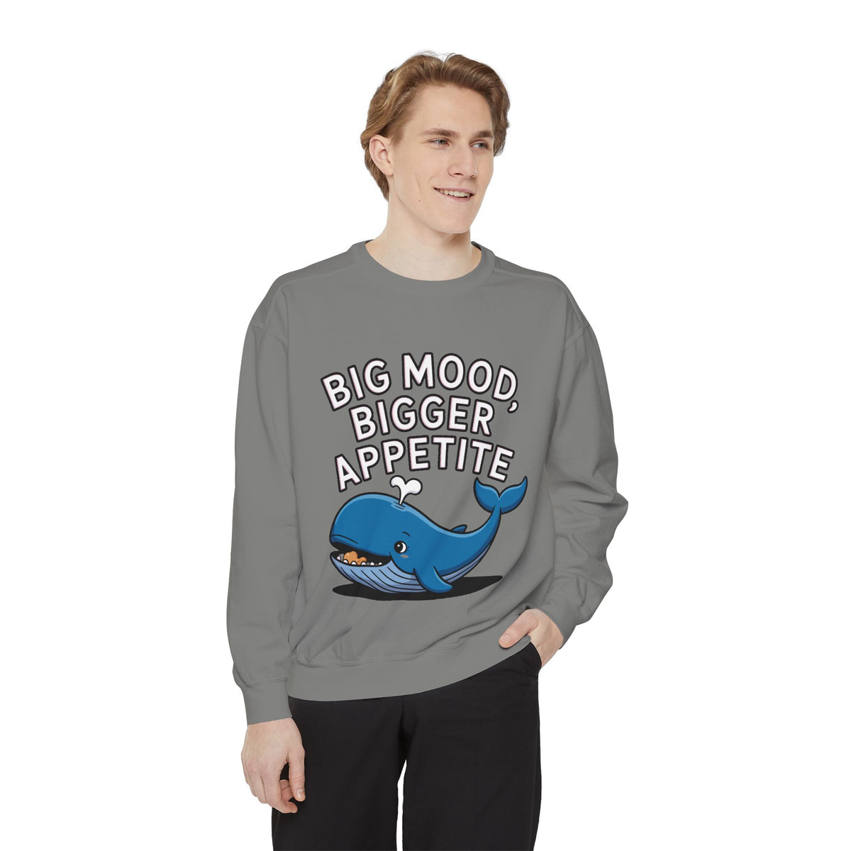 Big Mood Whale Sweatshirt, Funny Whale Snack Crewneck, Cute Cartoon Whale Lover Gift, Big Appetite Sweatshirt