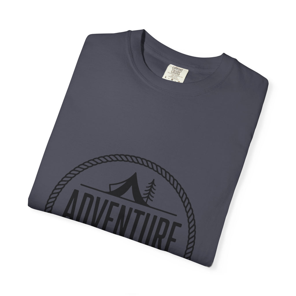 Adventure Awaits Camp Badge Shirt, Vintage Camping T-Shirt, Outdoor Lover Gift, Retro Hiking Tee, Pine Tree Nature Shirt