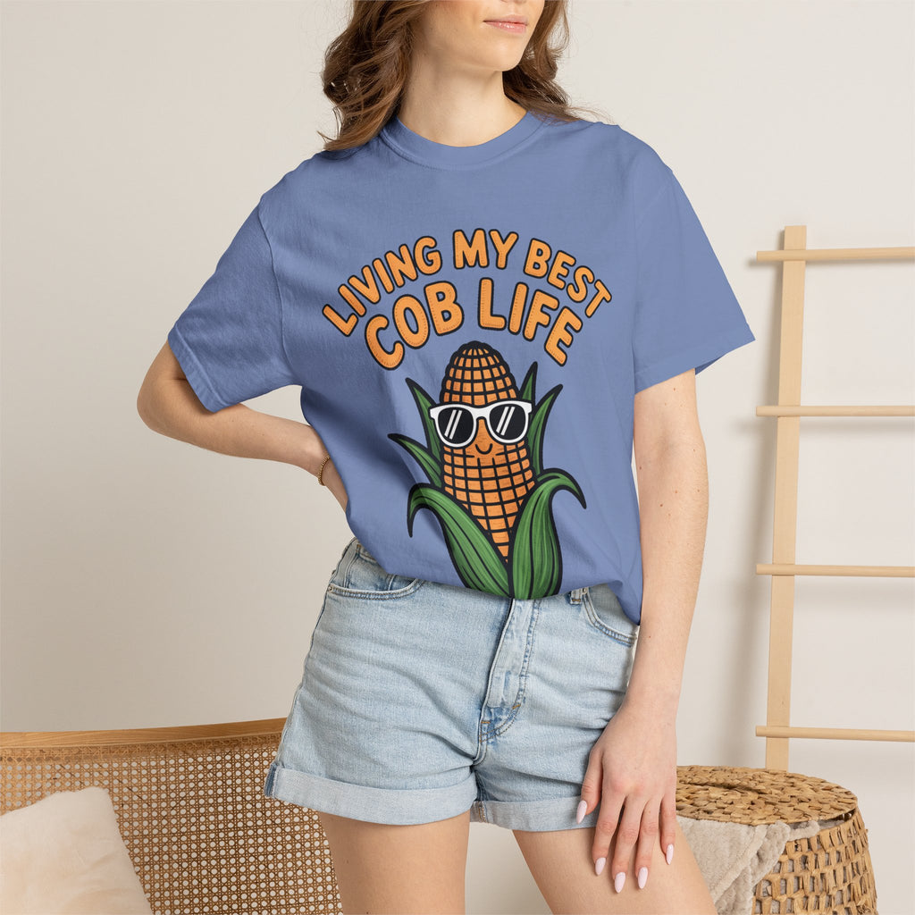 Funny Corn Shirt, Living My Best Cob Life T-Shirt, Cute Corn Sunglasses Tee, Vegetable Lover Gift, Funny Food Shirt