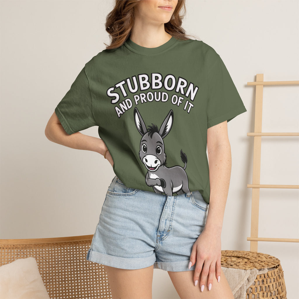 Stubborn Donkey T-Shirt, Funny 'Stubborn And Proud Of It' Tee, Cute Cartoon Donkey Shirt, Farm Animal Lover Gift