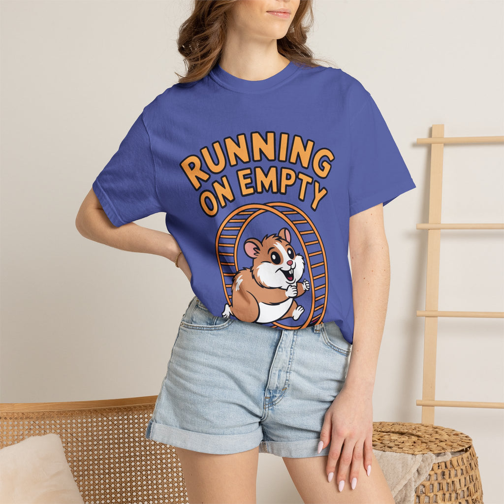 Running On Empty Hamster Shirt, Funny Tired Hamster T-Shirt, Exhausted Wheel Runner Tee, Funny Gift for Tired Friend