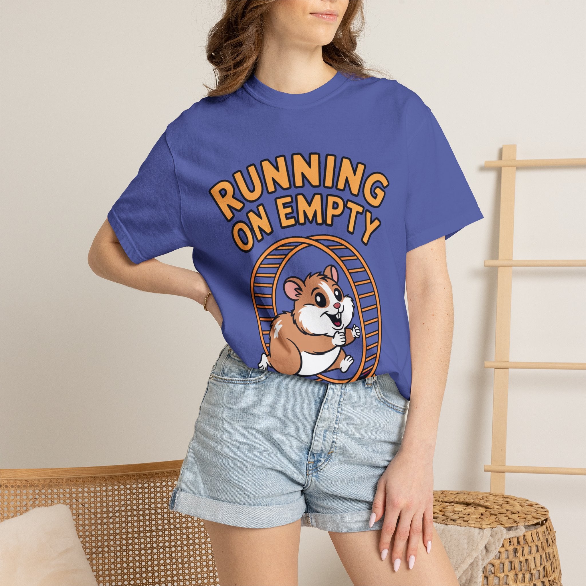 Running On Empty Hamster Shirt, Funny Tired Hamster T-Shirt, Exhausted Wheel Runner Tee, Funny Gift for Tired Friend