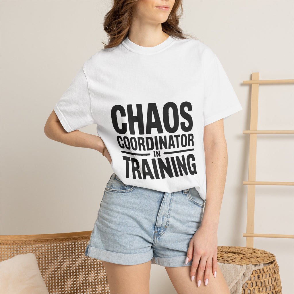 Chaos Coordinator In Training Shirt, Funny Bold Typography Tee, Sarcastic Mom Life T-Shirt, Gift for New Parents or Teachers