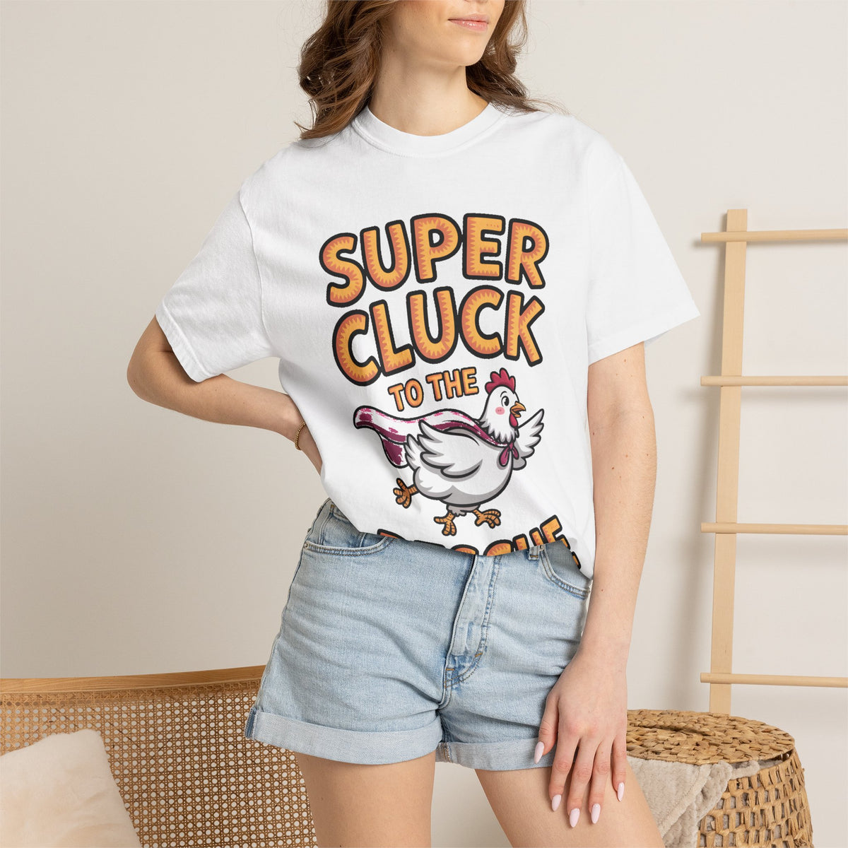 Funny Chicken Superhero Shirt, Super Cluck To The Rescue T-Shirt, Cute Cartoon Chicken Tee, Farm Animal Lover Gift