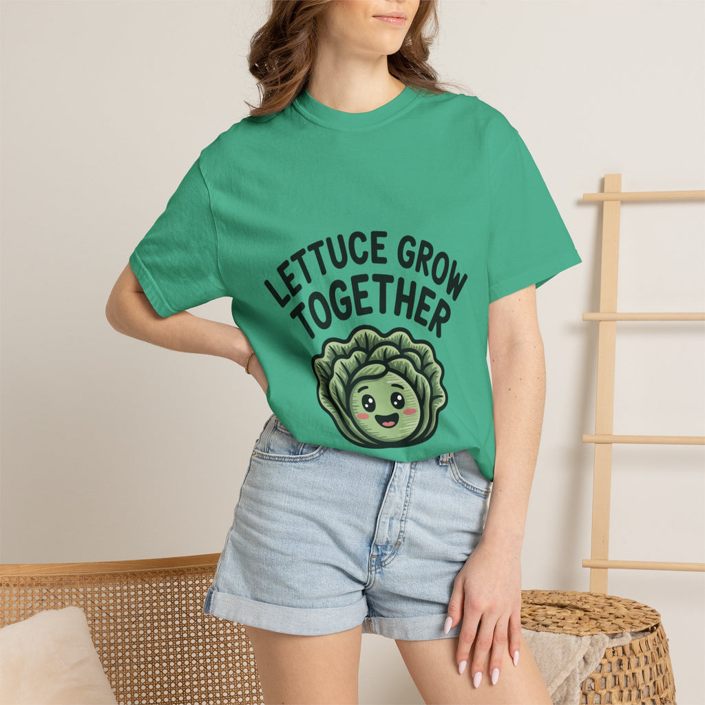 Lettuce Grow Together Shirt, Funny Vegetable Pun T-Shirt, Cute Cartoon Lettuce Tee, Gardener Gift, Plant Lover Shirt
