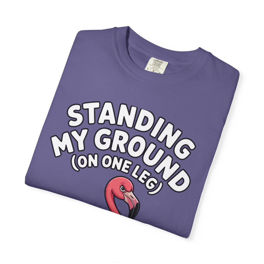 Standing My Ground Flamingo Shirt, Funny One Leg Flamingo T-Shirt, Sassy Bird Lover Gift, Cute Cartoon Flamingo Tee