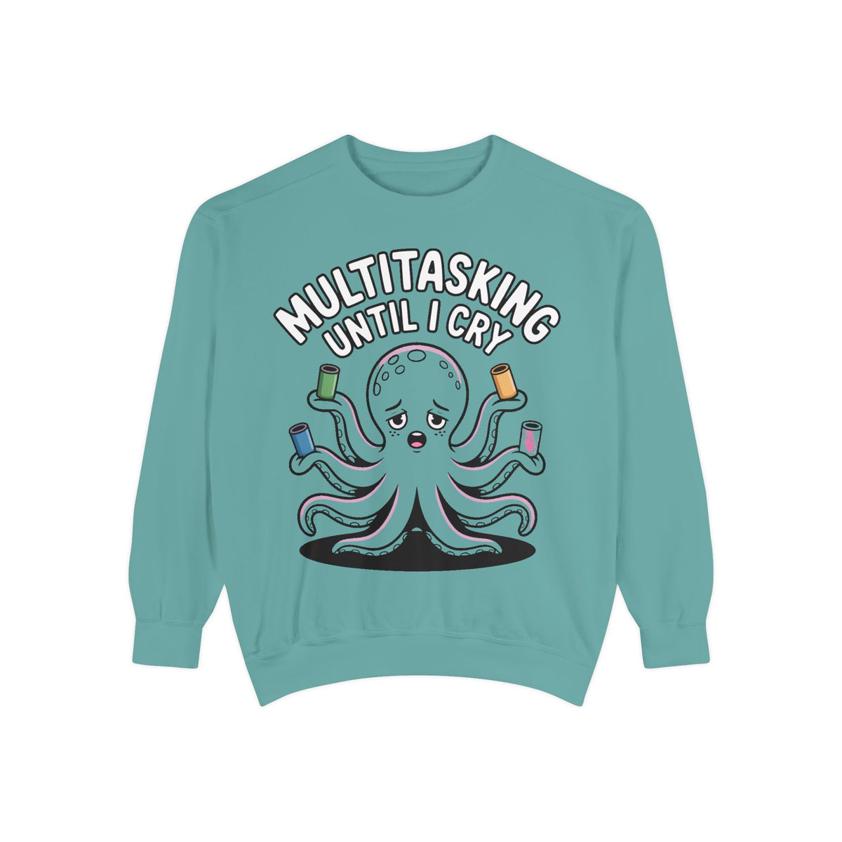 Multitasking Octopus Sweatshirt, Funny Stressed Octopus Crewneck, Embroidery-Patch Style Sweatshirt, Busy Mom Gift, Work Humor Pullover