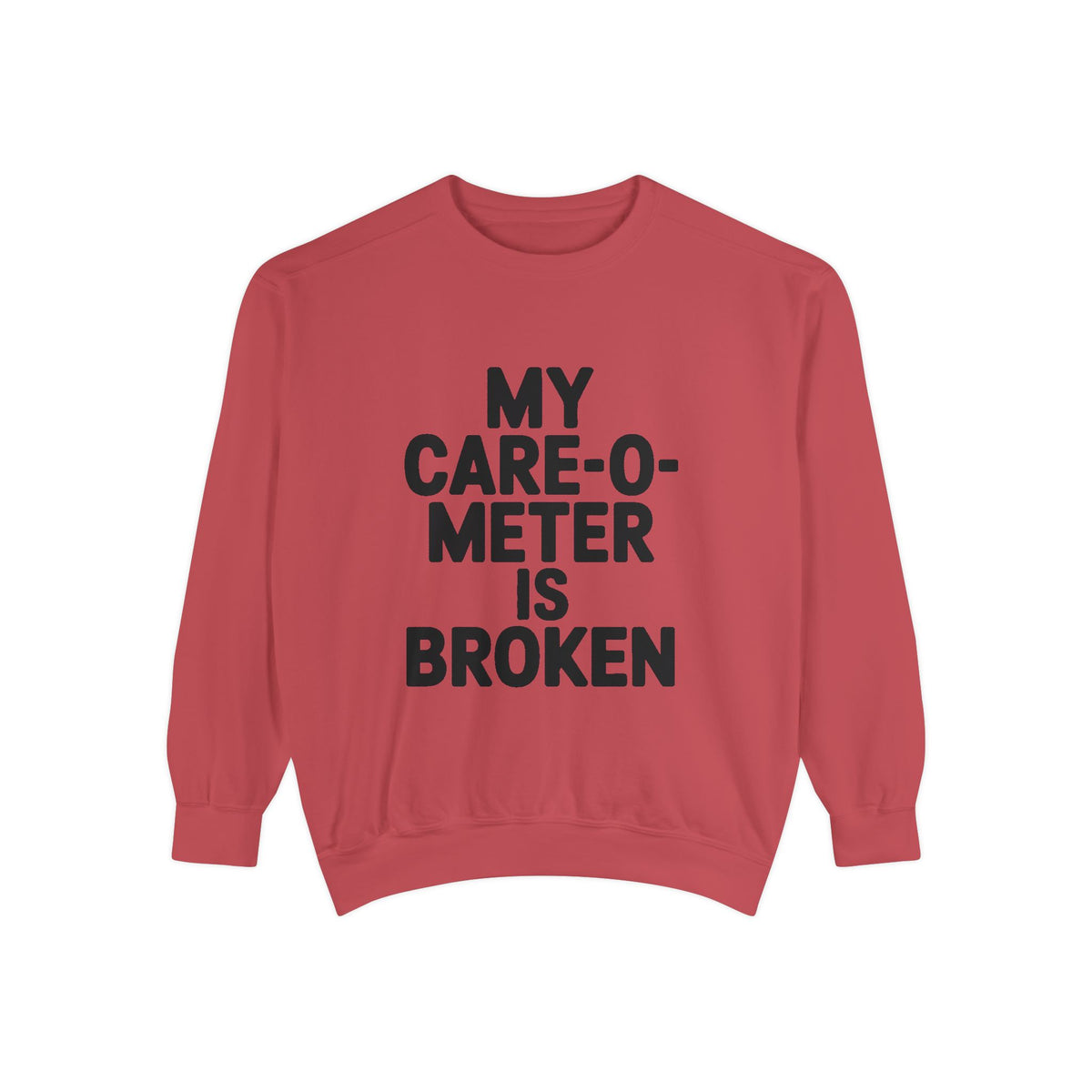 My Care-O-Meter Is Broken Sweatshirt, Funny Sarcastic Crewneck, Embroidered Patch Style Pullover, Snarky Gift for Him or Her
