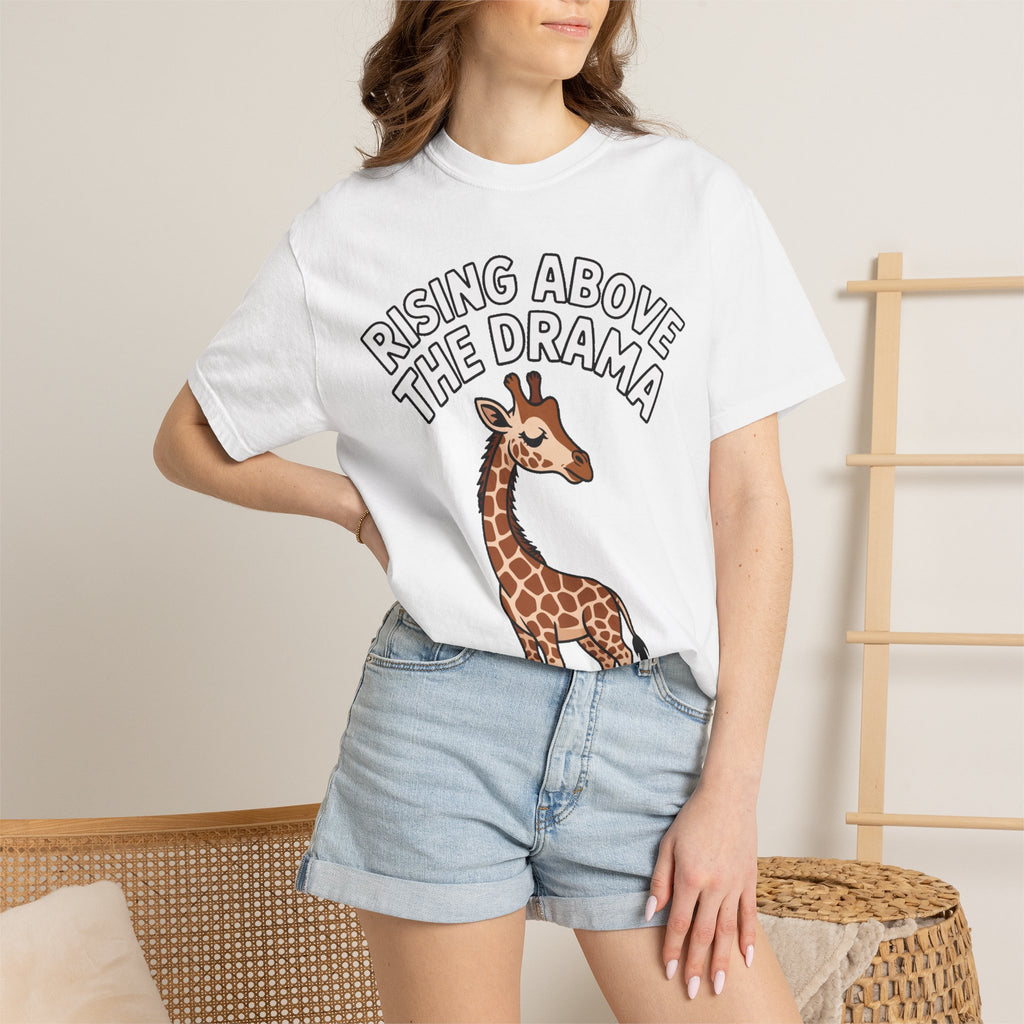 Giraffe Rising Above The Drama T-Shirt, Funny Sassy Giraffe Tee, Cute Cartoon Animal Shirt, Unisex Graphic Tee Gift
