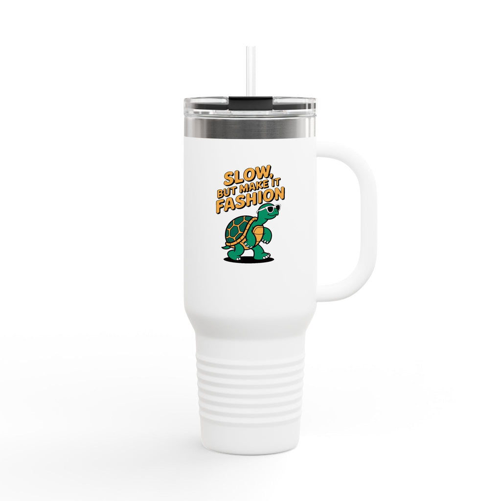 Slow But Fashion Turtle Travel Mug, Funny Turtle Tumbler, Cute Sunglasses Turtle 40oz Cup, Sassy Animal Lover Gift