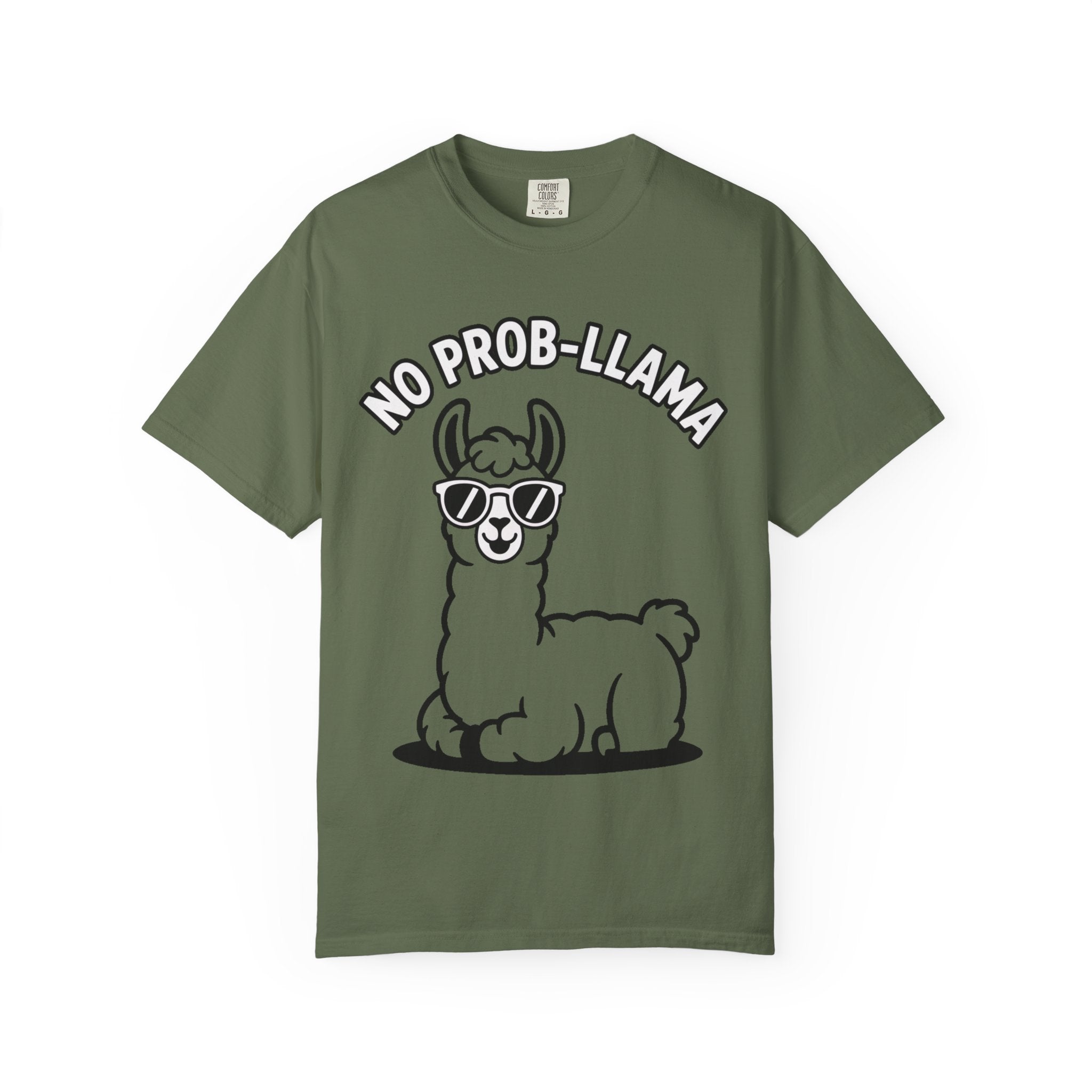 No Prob Llama Shirt, Funny Llama T-Shirt, Cute Llama Sunglasses Tee, Llama Lover Gift, Garment Dyed Unisex Shirt