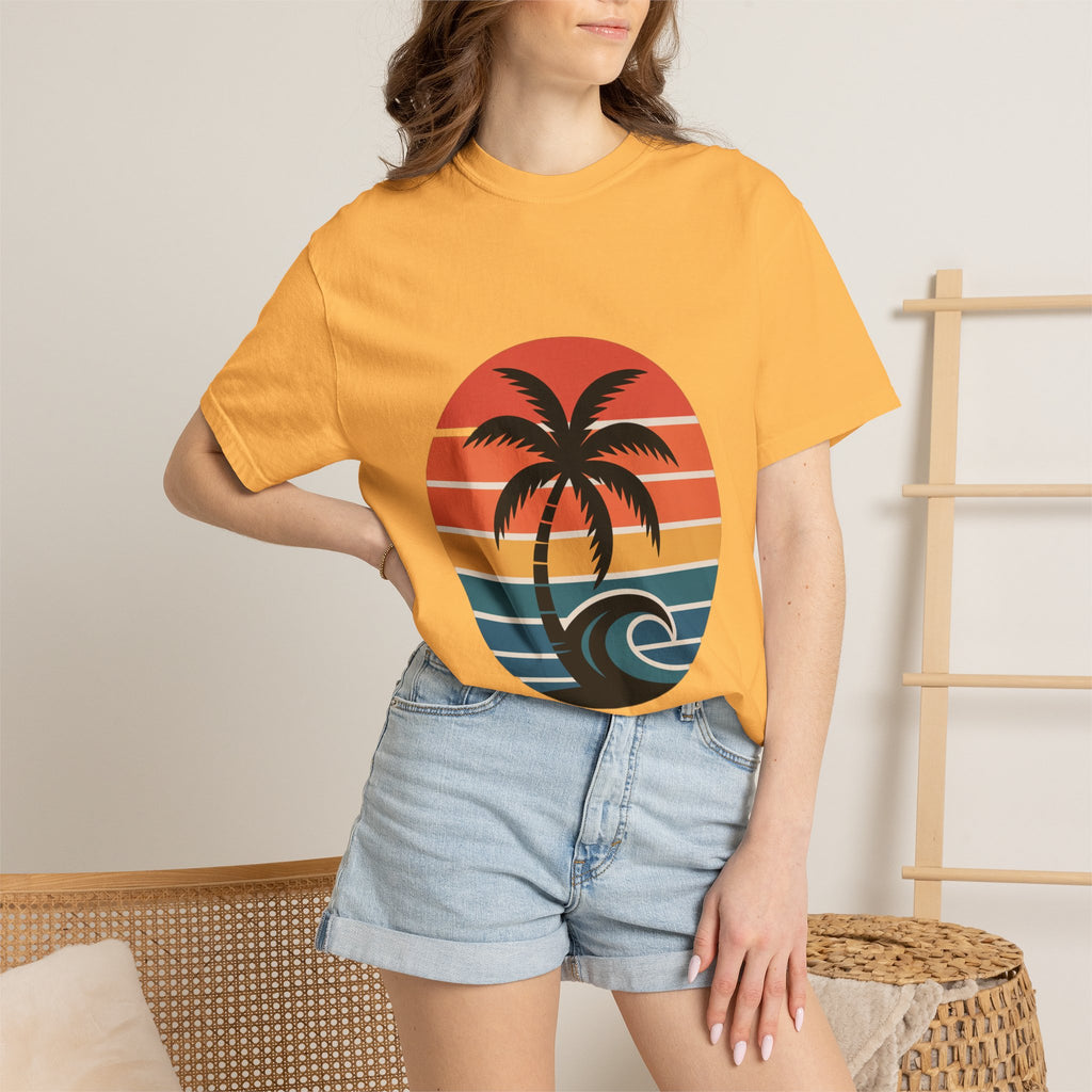 Salt Air Messy Hair Beach Shirt, Retro Sunset Badge T-Shirt, Vintage Palm Tree Wave Tee, Summer Vacation Gift