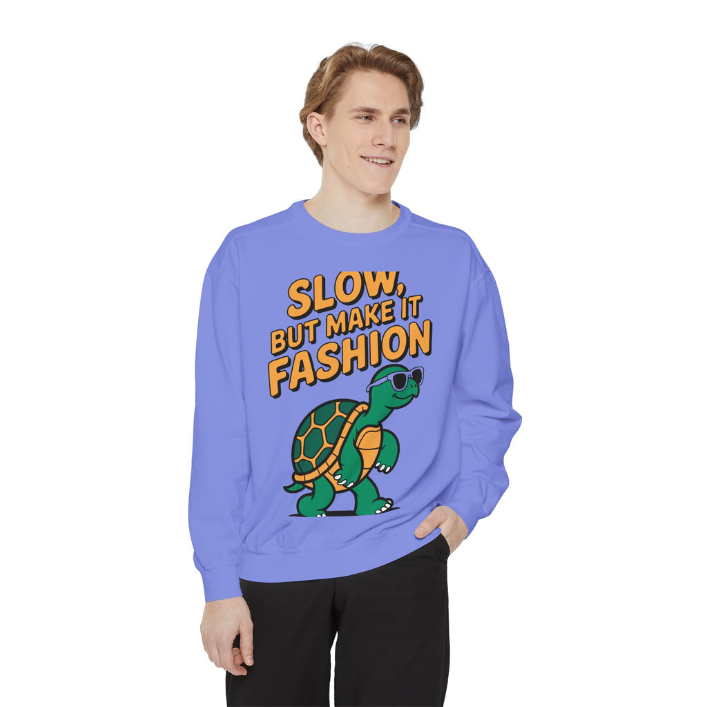 Funny Turtle Sweatshirt, Slow But Make It Fashion Crewneck, Cute Sunglasses Turtle Sweater, Retro Turtle Lover Gift