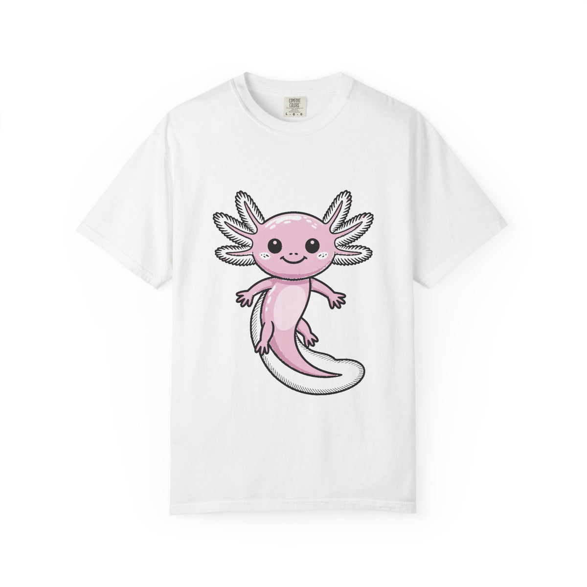 Cute Axolotl Shirt, Smiling Axolotl T-Shirt, Kawaii Axolotl Lover Gift, Garment Dyed Unisex Tee