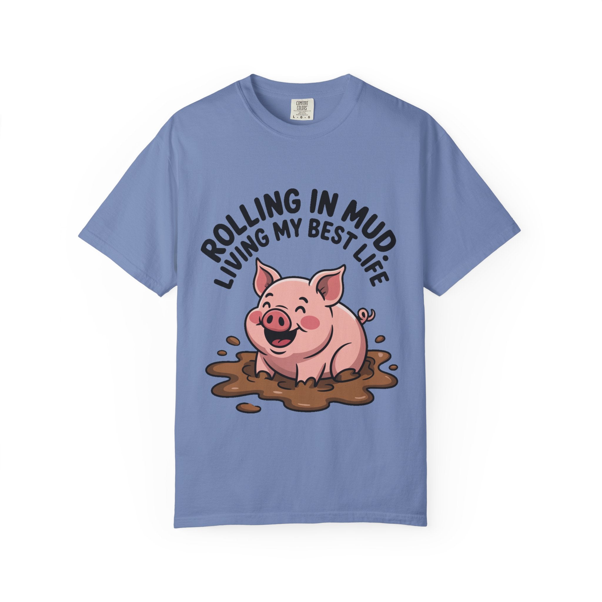 Living My Best Life Pig Shirt, Funny Pig Lover T-Shirt, Rolling In Mud Farm Animal Tee, Cute Pig Graphic Gift