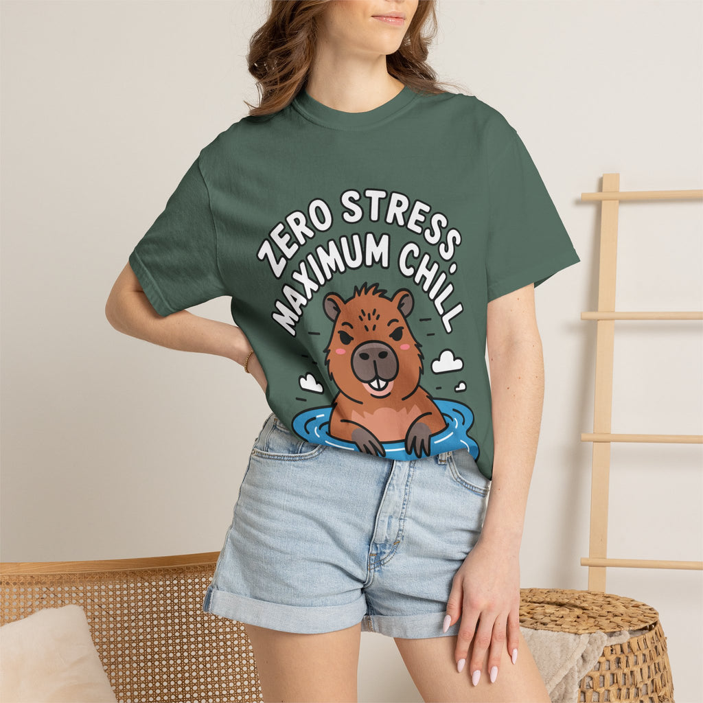 Zero Stress Capybara Shirt, Funny Hot Spring Capybara T-Shirt, Maximum Chill Tee, Cute Animal Lover Gift