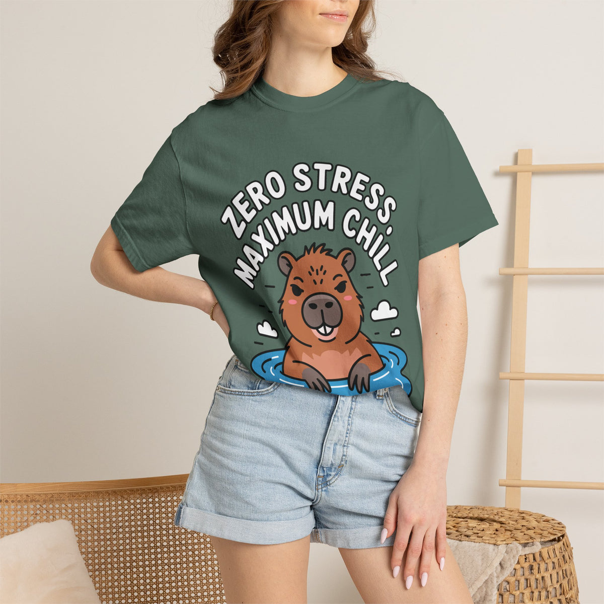 Zero Stress Capybara Shirt, Funny Hot Spring Capybara T-Shirt, Maximum Chill Tee, Cute Animal Lover Gift