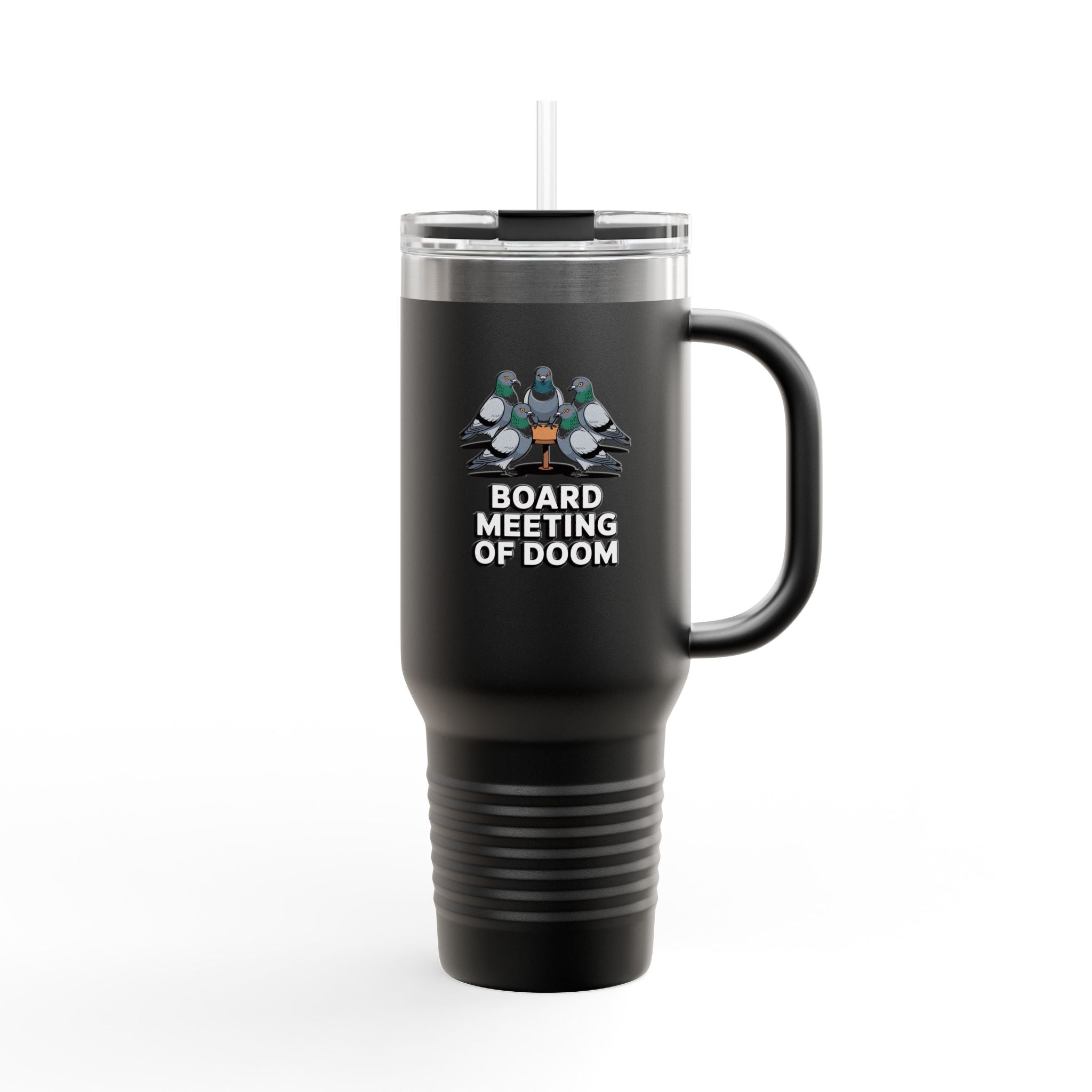 Funny Pigeon Travel Mug, Board Meeting Of Doom Tumbler, Office Humor Gift, 40oz Bird Lover Tumbler, Funny Coworker Gift