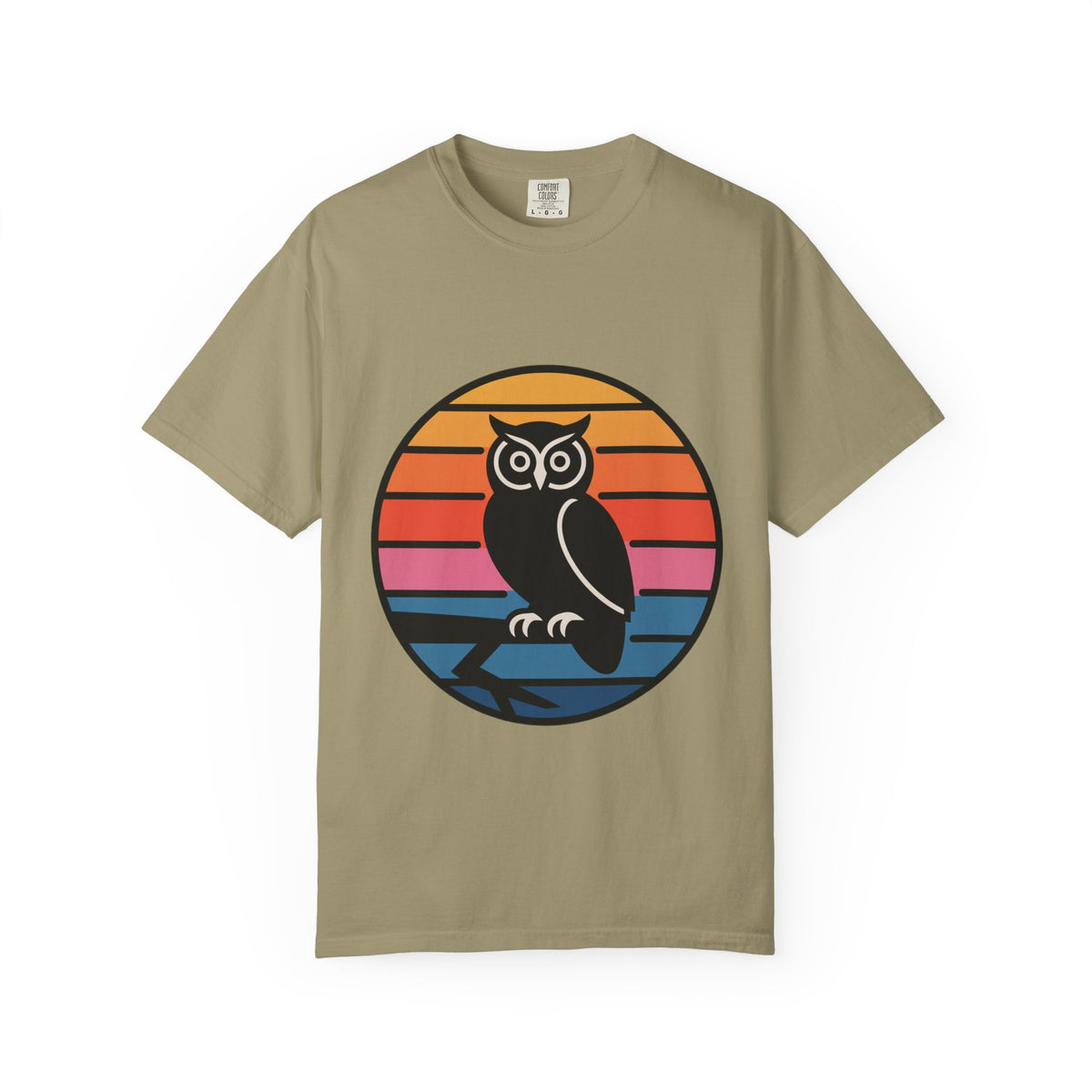 Retro Sunset Owl Badge T-Shirt