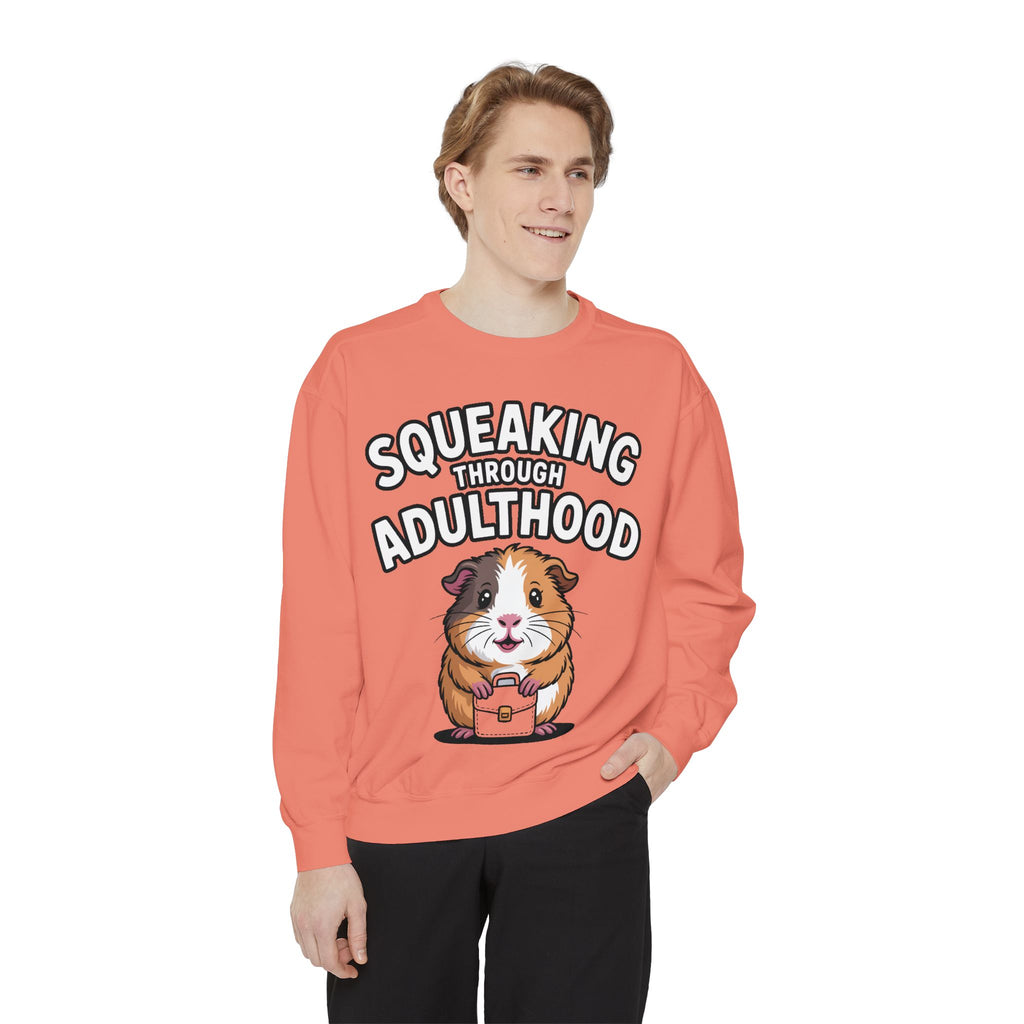 Guinea Pig Squeaking Through Adulthood Sweatshirt, Funny Guinea Pig Crewneck, Cute Adulting Sweatshirt, Guinea Pig Lover Gift