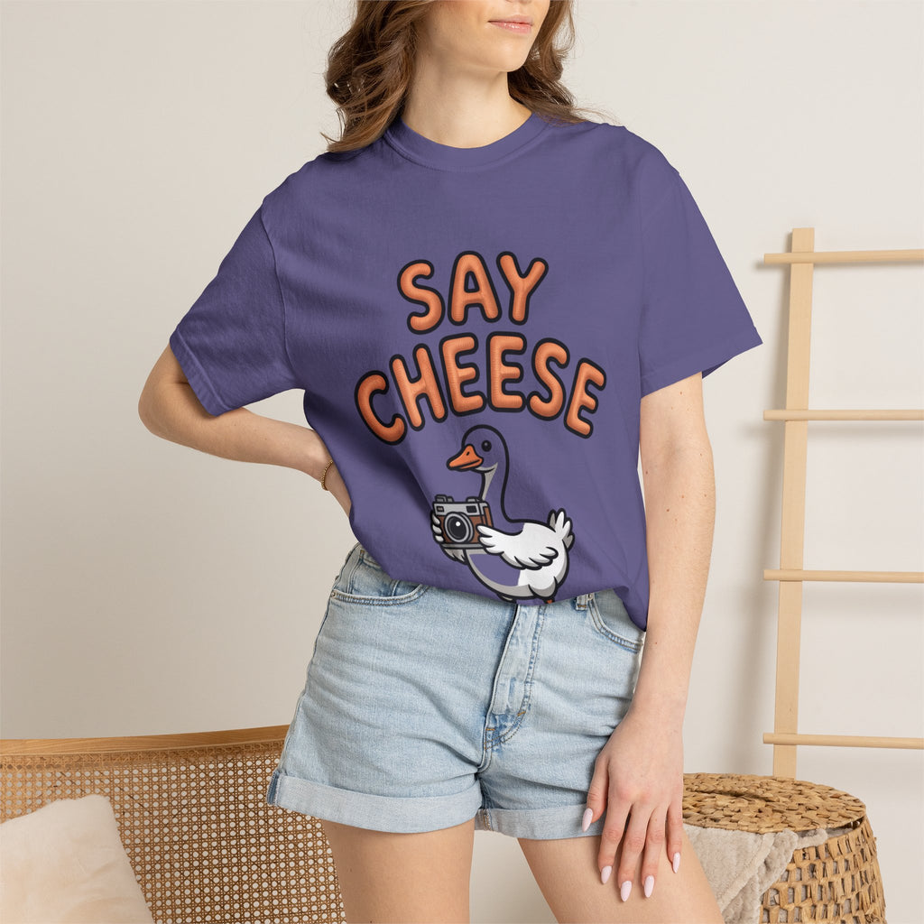 Say Cheese Goose Shirt, Funny Camera Goose T-Shirt, Cute Cartoon Goose Lover Gift, Photography Shirt for Photographer