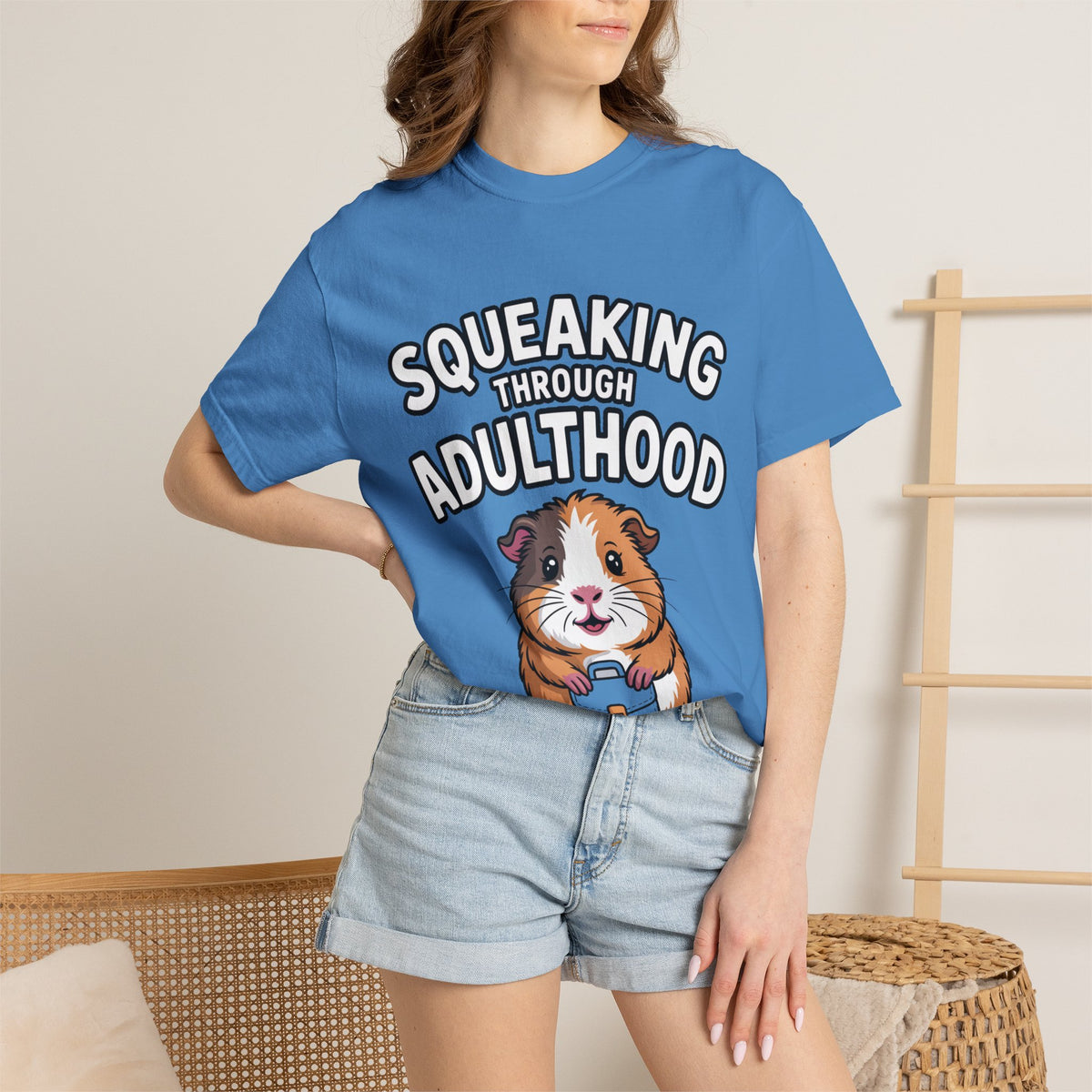 Guinea Pig Squeaking Through Adulthood Shirt, Funny Guinea Pig T-Shirt, Adulting Humor Tee, Cute Guinea Pig Lover Gift