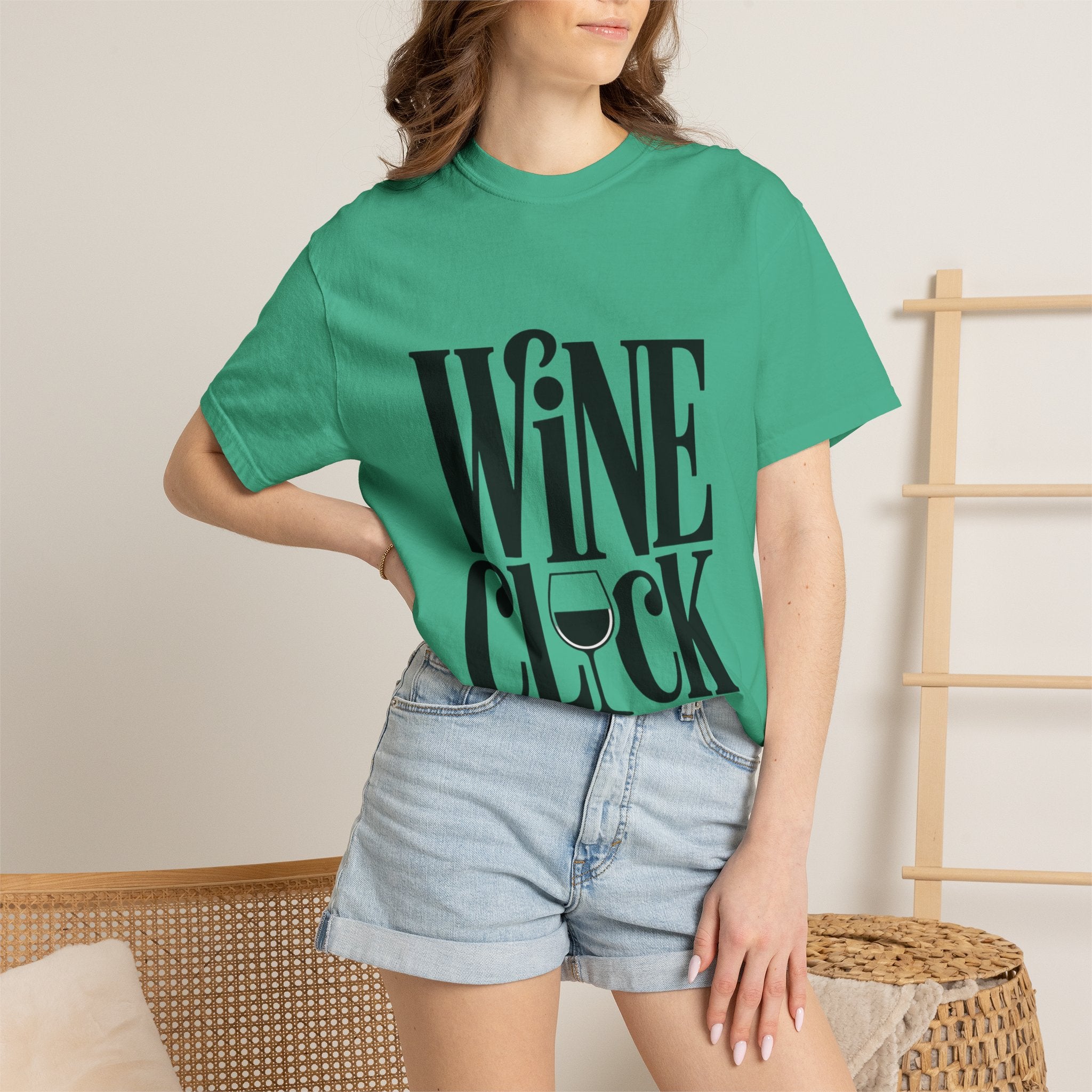 Wine O'Clock Shirt, Funny Wine Lover T-Shirt, Bold Typography Wine Glass Tee, Cute Gift for Wine Drinker