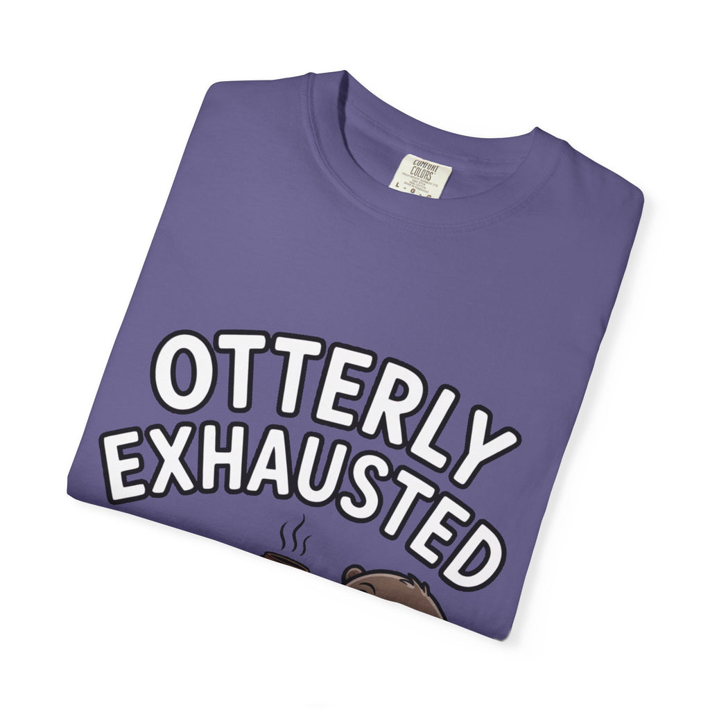 Otterly Exhausted Shirt, Funny Otter Coffee T-Shirt, Cute Otter Lover Gift, Sarcastic Coffee Lover Tee