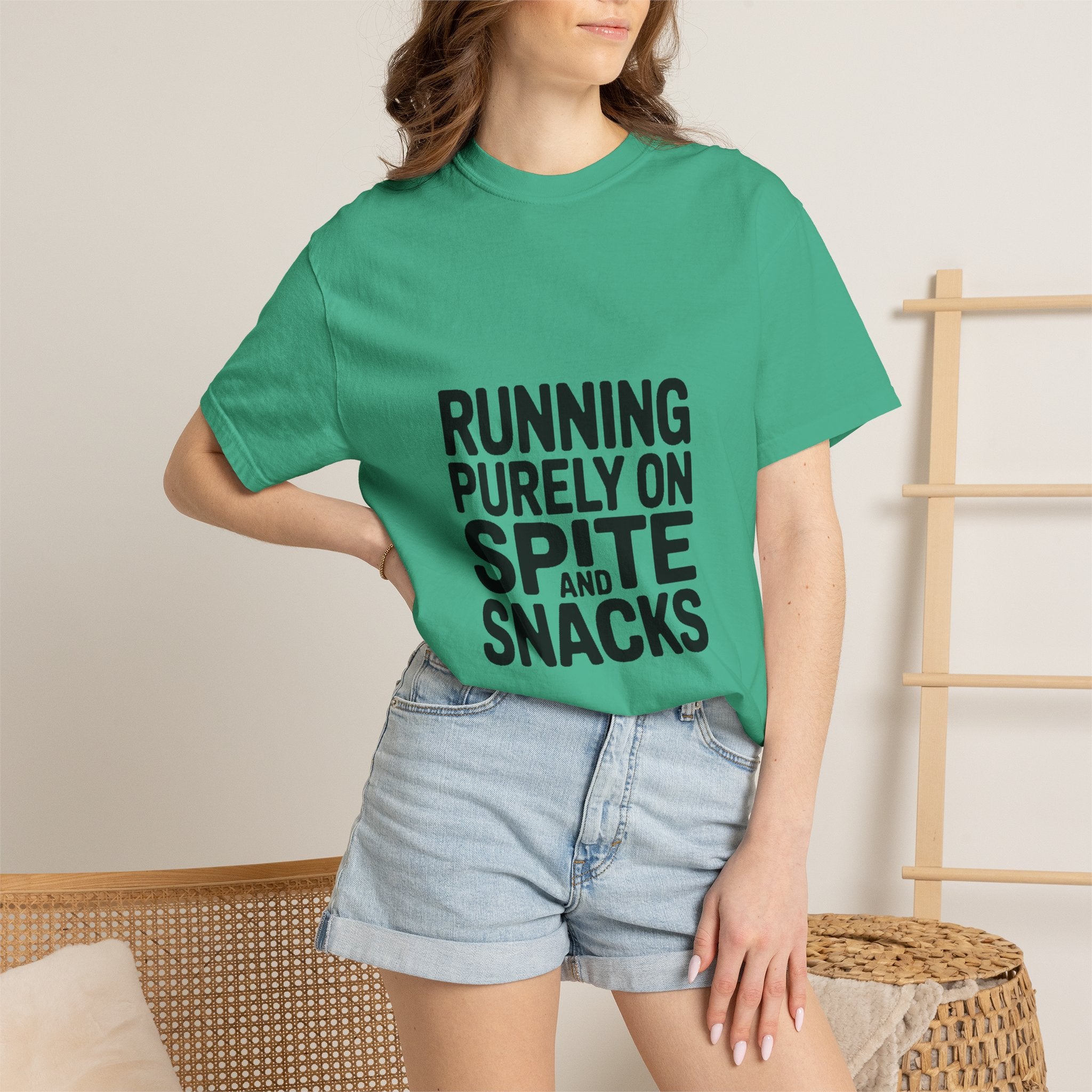 Running On Spite And Snacks Shirt, Funny Sarcastic T-Shirt, Bold Typography Tee, Snarky Gift for Coworker or Friend