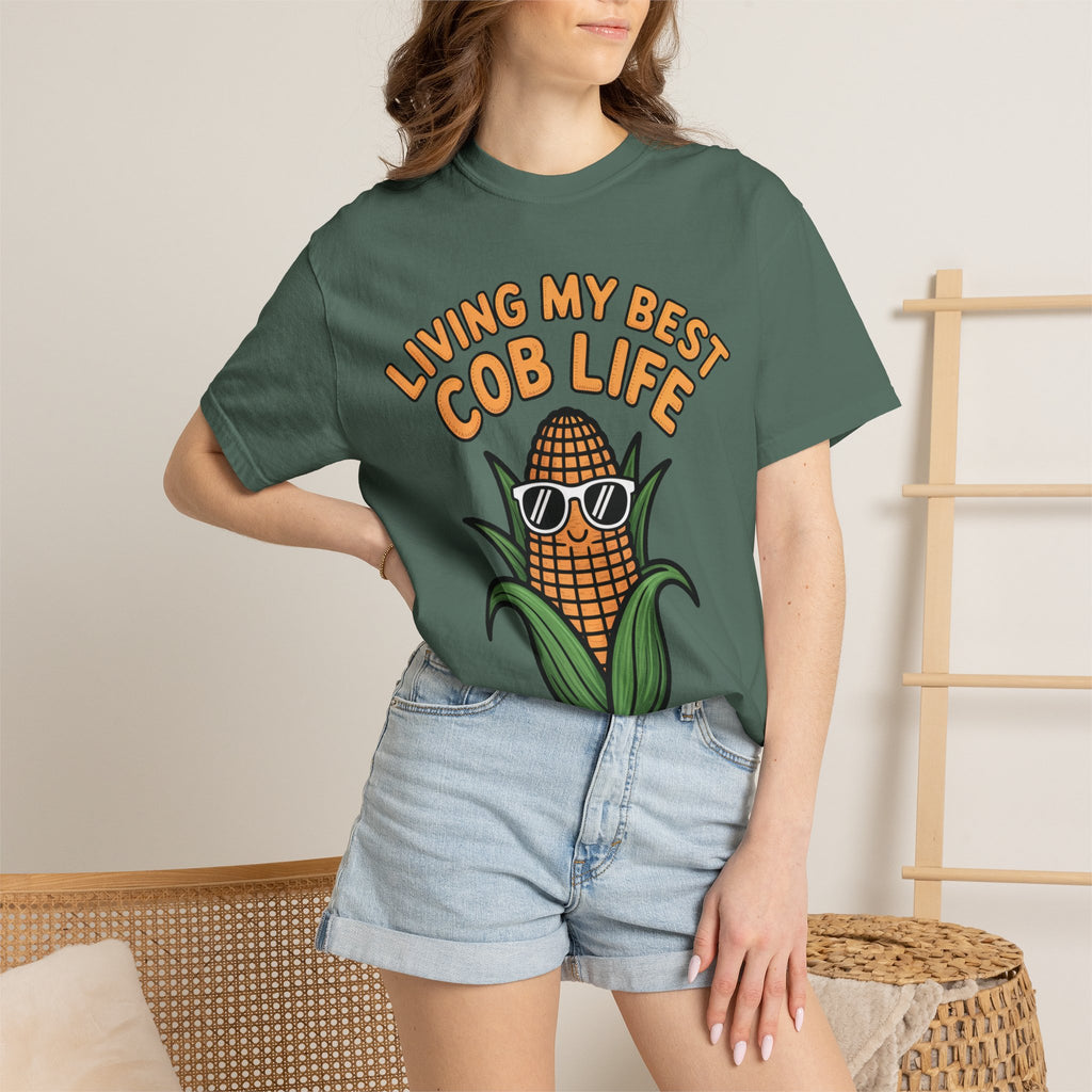 Funny Corn Shirt, Living My Best Cob Life T-Shirt, Cute Corn Sunglasses Tee, Vegetable Lover Gift, Funny Food Shirt